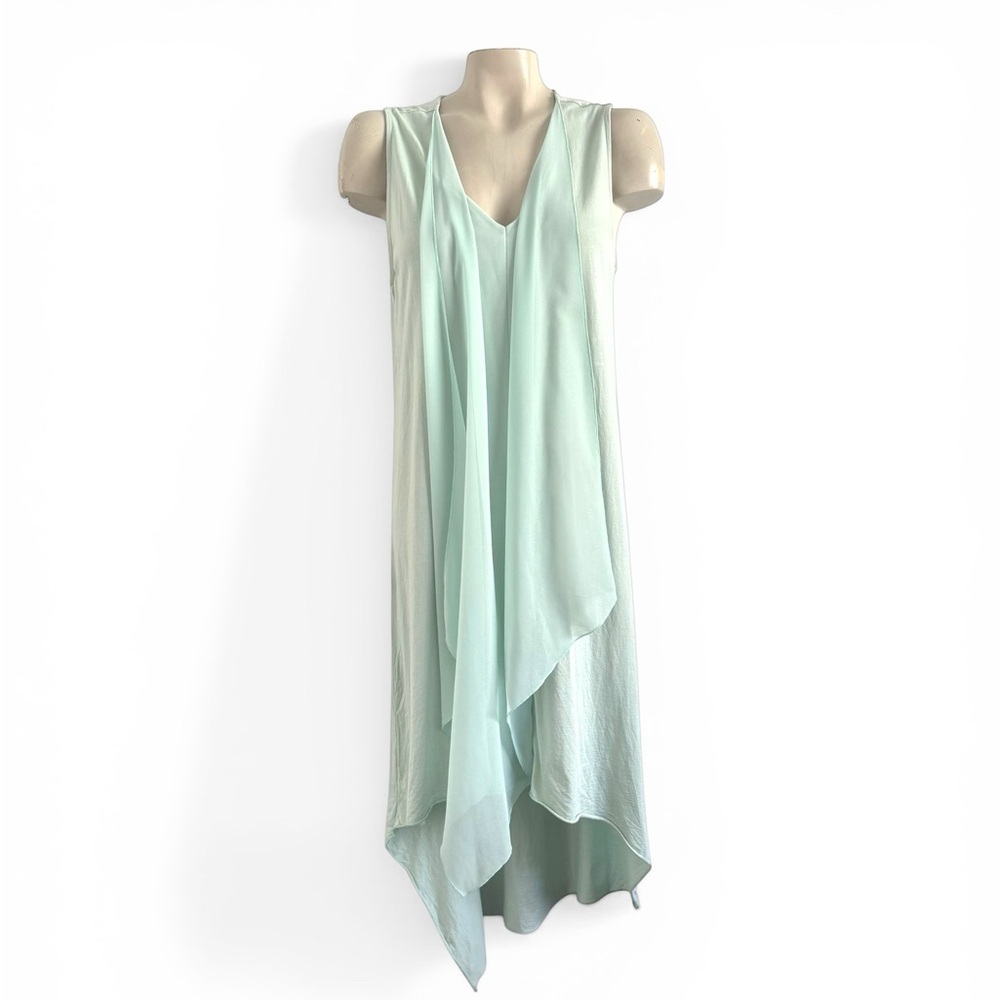 Soft Surroundings Amalfi sleeveless sea mist green jersey-knit chiffon dress M - Picture 2 of 4